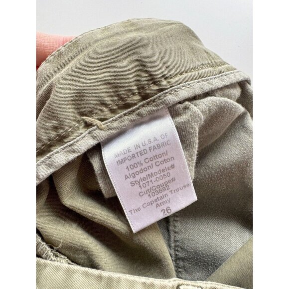 CURRENT/ELLIOTT The Captain Army Green Cotton Mid Rise Ankle Pants, Size 26 - Picture 10 of 12